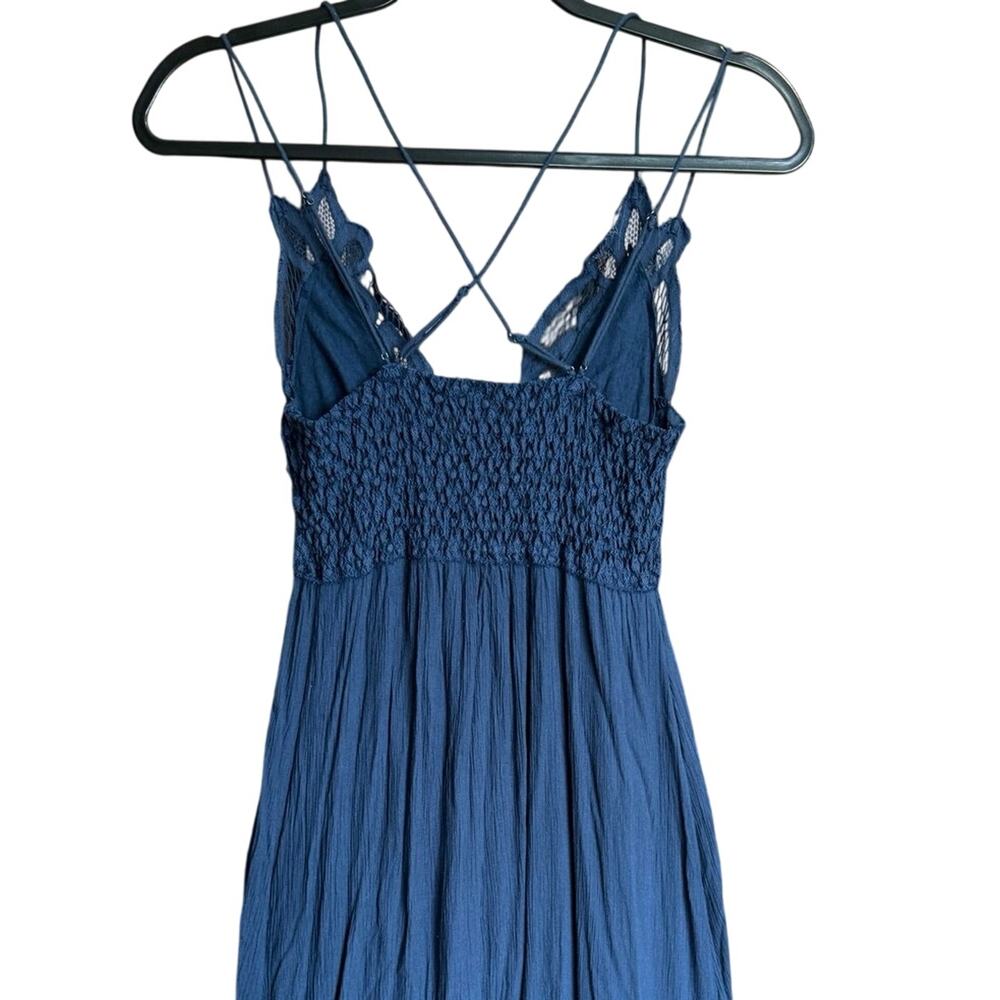 Free People One Adella Maxi Slip Lace Dress Navy Blue Size Small - Picture 7 of 12